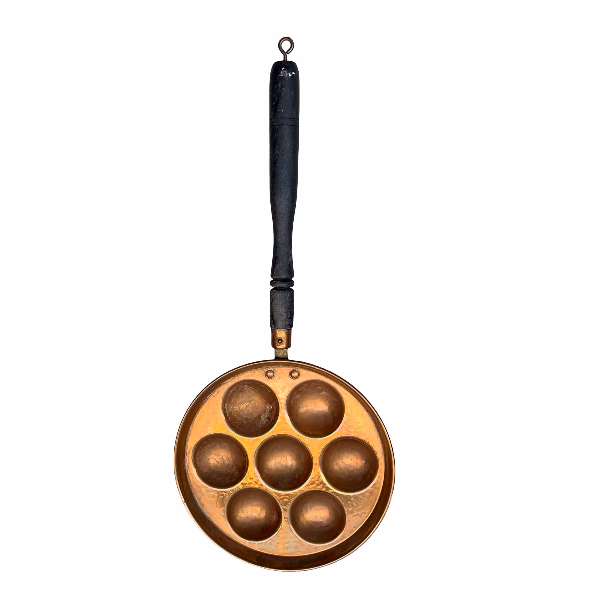 Antik koppar pannor för ebelskiver / Munkbollar - 7 hål