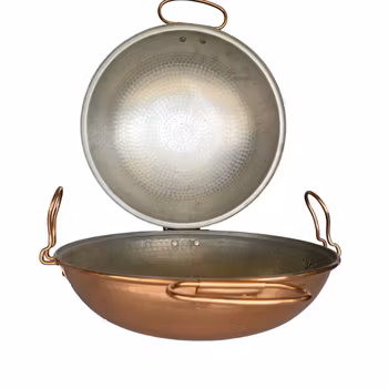 Gammel portugisisk Cataplana kobberkar i hamret kobber