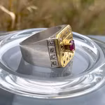 Vintage ring med naturlig rubin ca 0.35 ct - Sterling silver