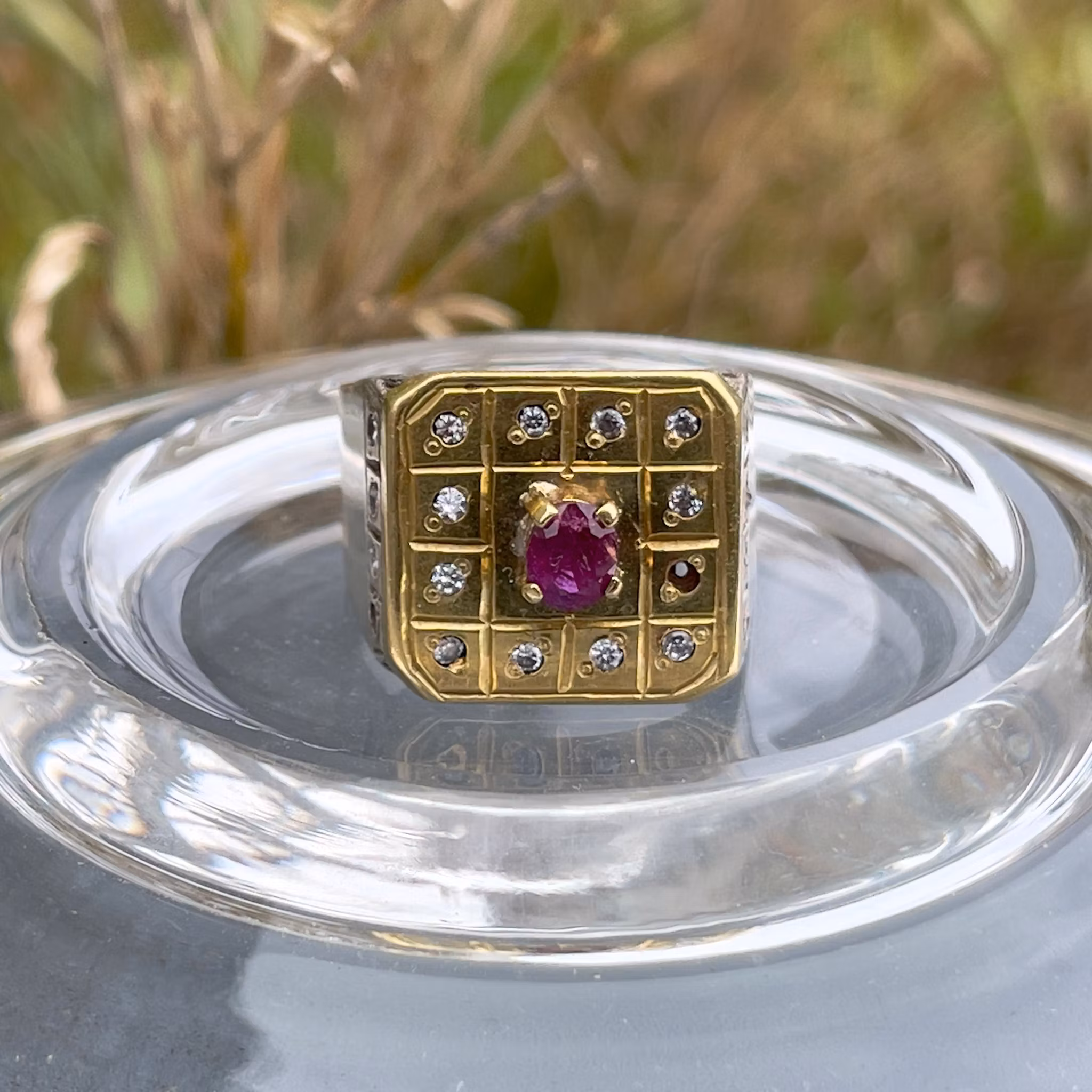 Vintage ring med naturlig rubin ca 0.35 ct - Sterling silver