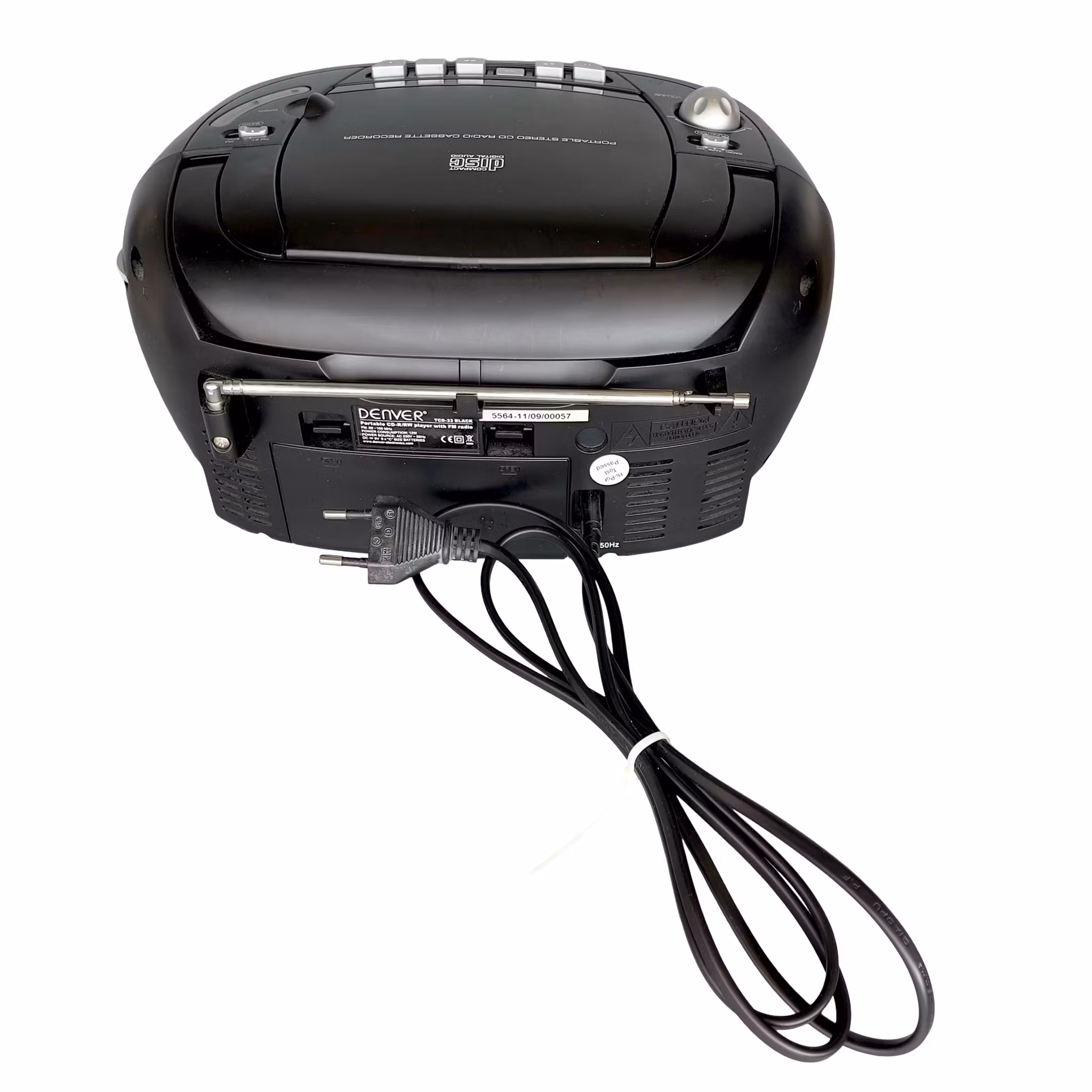 Denver TCD-33 Portable Stereo CD Radio Cassette Recorder - Boombox