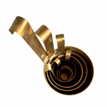 Vakkert vintage målesett i messing - klassiske kjøkkenmål (desiliter / centiliter / liter)