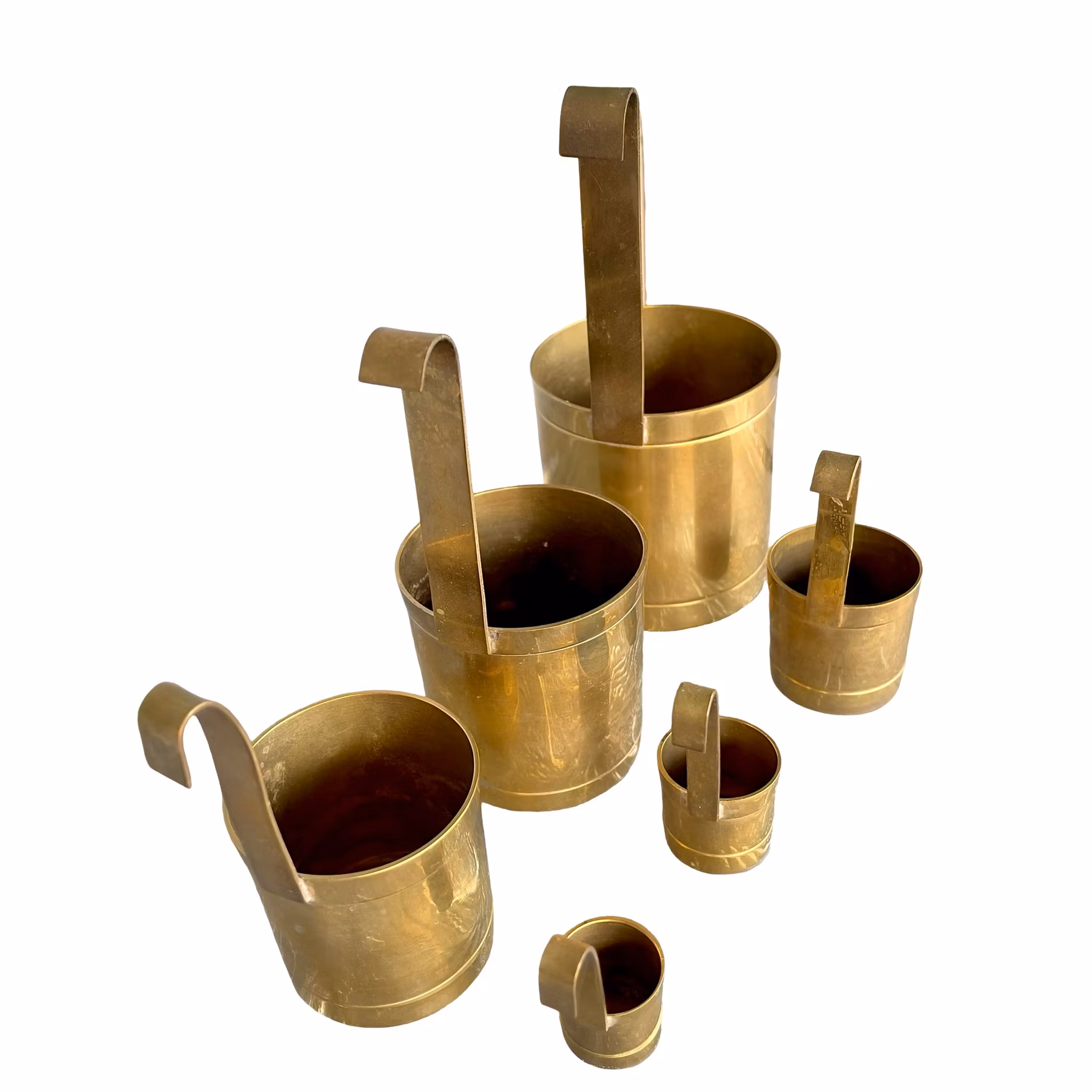 vacker Vintage mässing måttsats - klassiska köksmått (deciliter / centiliter / liter)