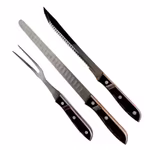 Gense grill och trancherset - 3 delar (trancherkniv, brödkniv och köttgaffel) - Rostfritt stål med trähandtag