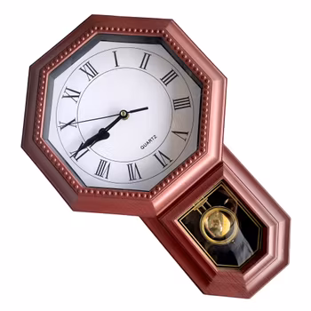 Klasyczny zegar ścienny z wahadłem - Kwarcowy - Cyfry rzymskie