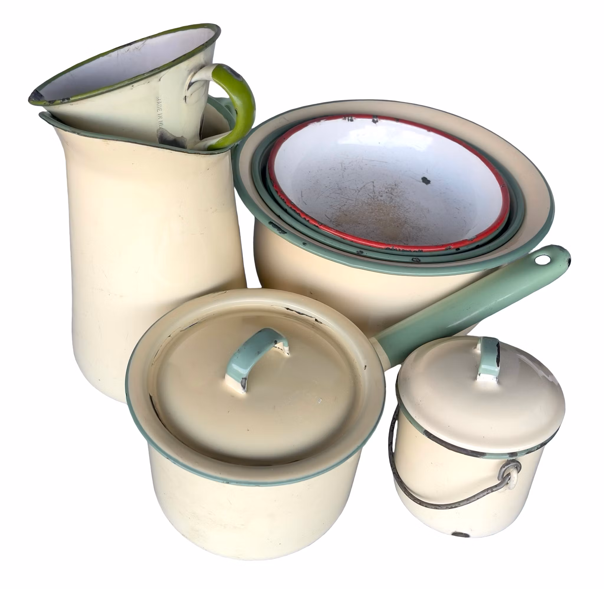 Vintage Kockums emaljset - klassiskt svenskt köksset