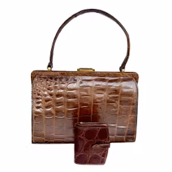 Vintage crocodile leather handbag + Matching wallet - classic retro