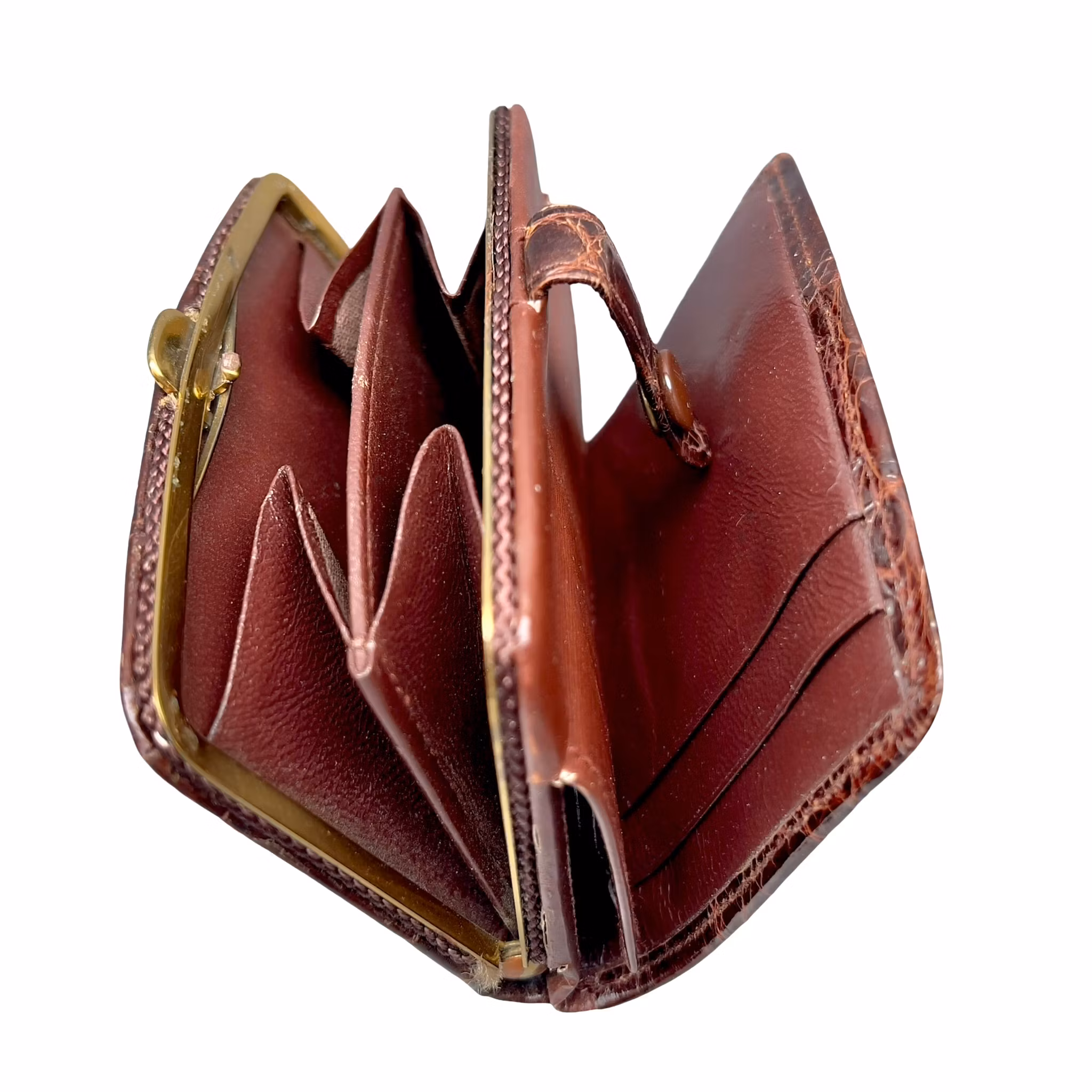 Vintage handväska i krokodil läder + Matchande plånbok - klassisk retro