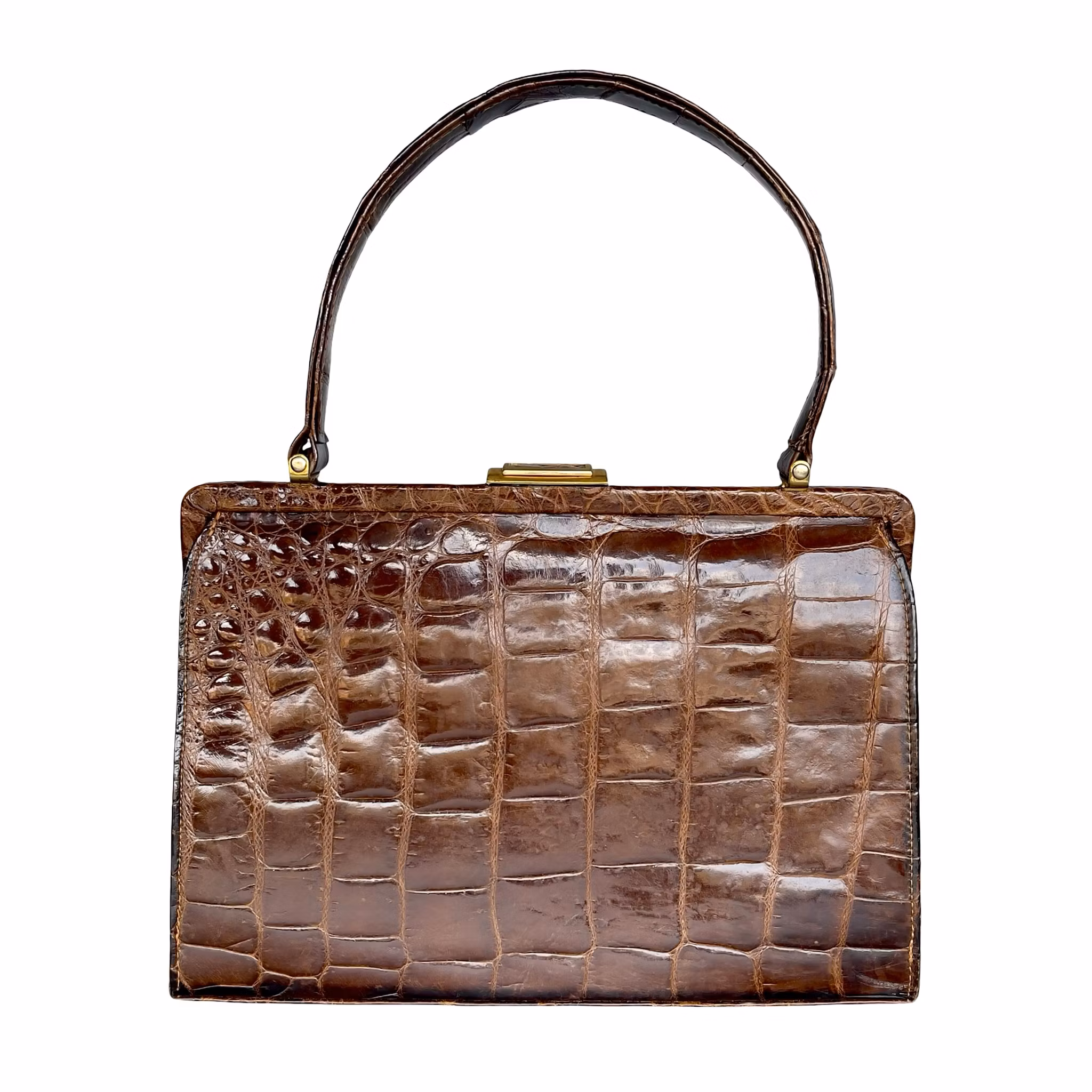 Vintage handväska i krokodil läder + Matchande plånbok - klassisk retro