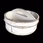 Vintage rund trä korg med handtag – Rustik förvaring