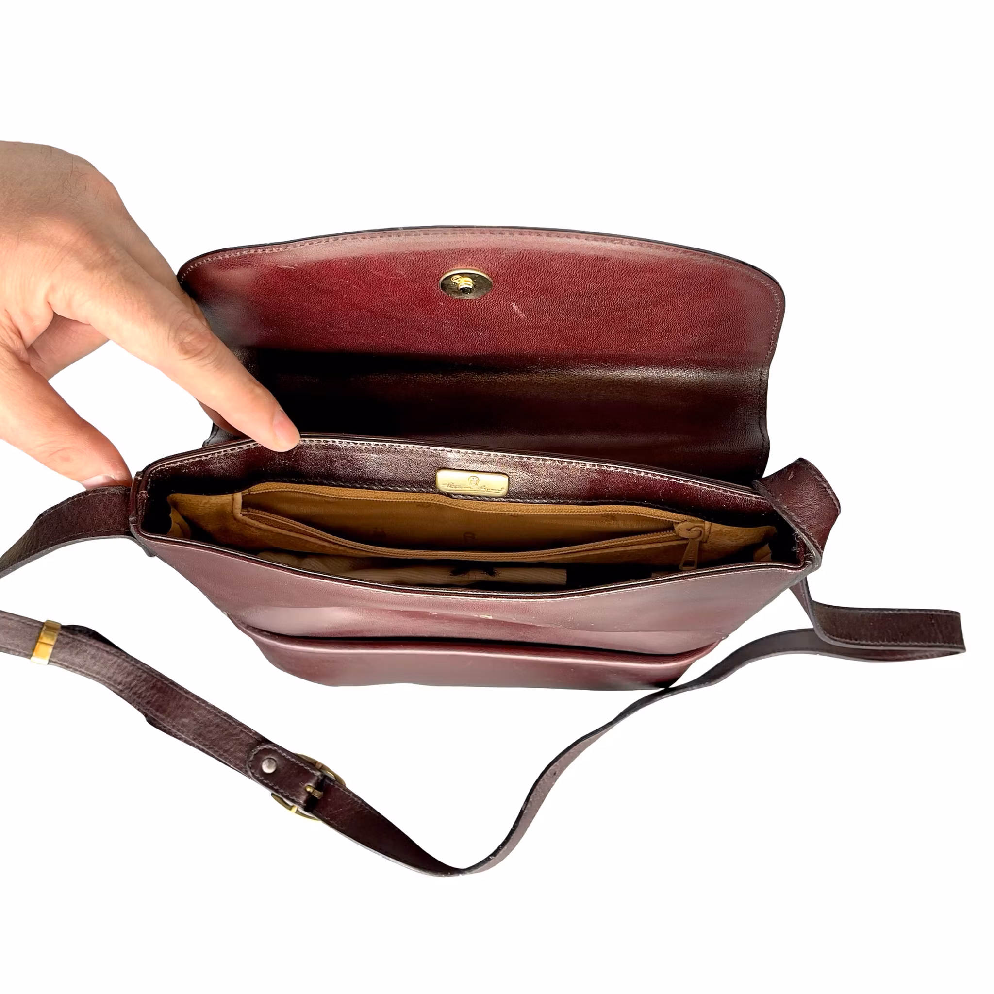 Etienne Aigner Vintage Crossbody / Axelväska i äkta läder - Bordeaux