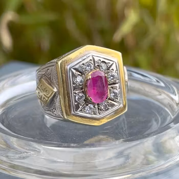 Vintage Ring med naturlig Rubin ca 1.15 ct - Sterling Silver