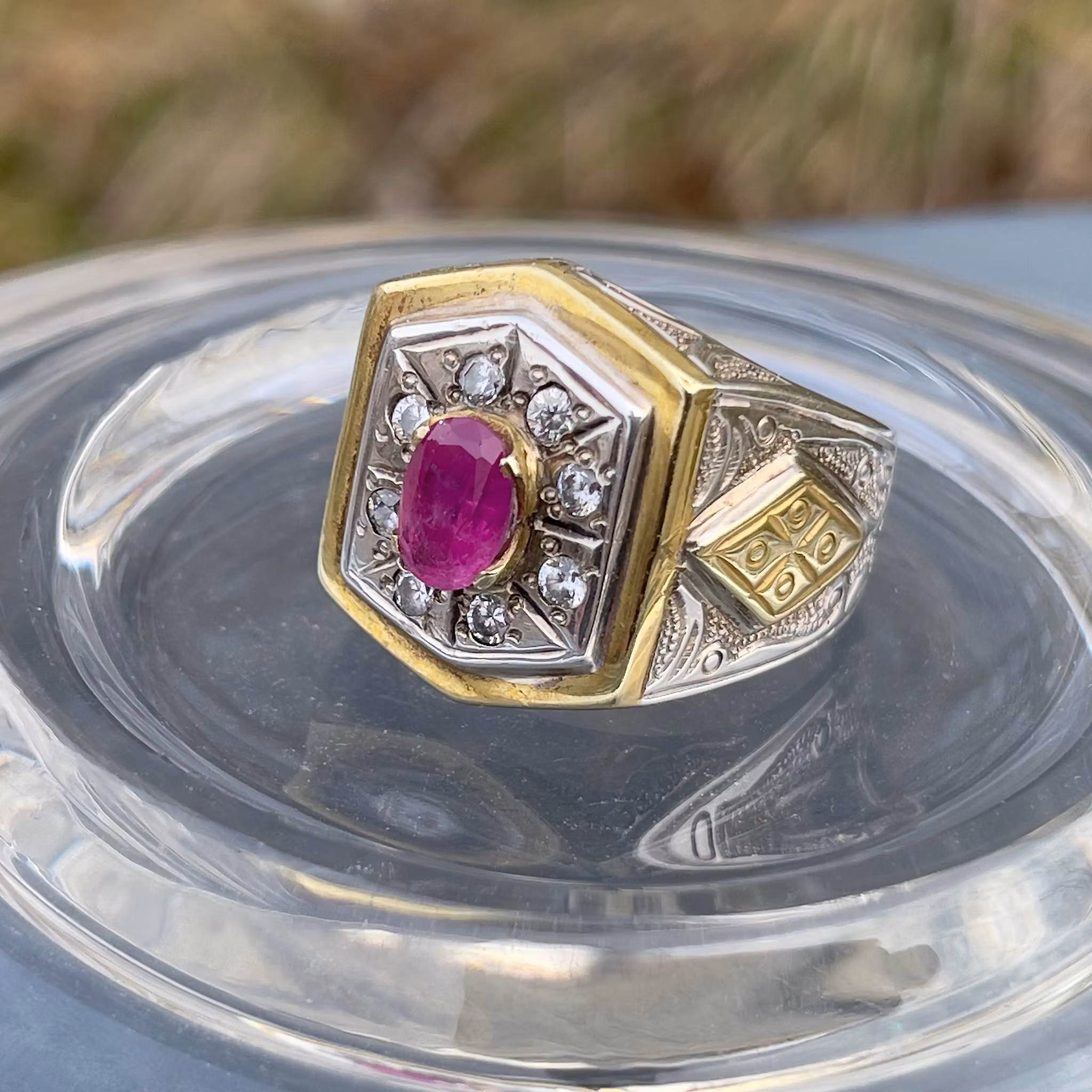 Vintage Ring med naturlig Rubin ca 1.15 ct - Sterling Silver