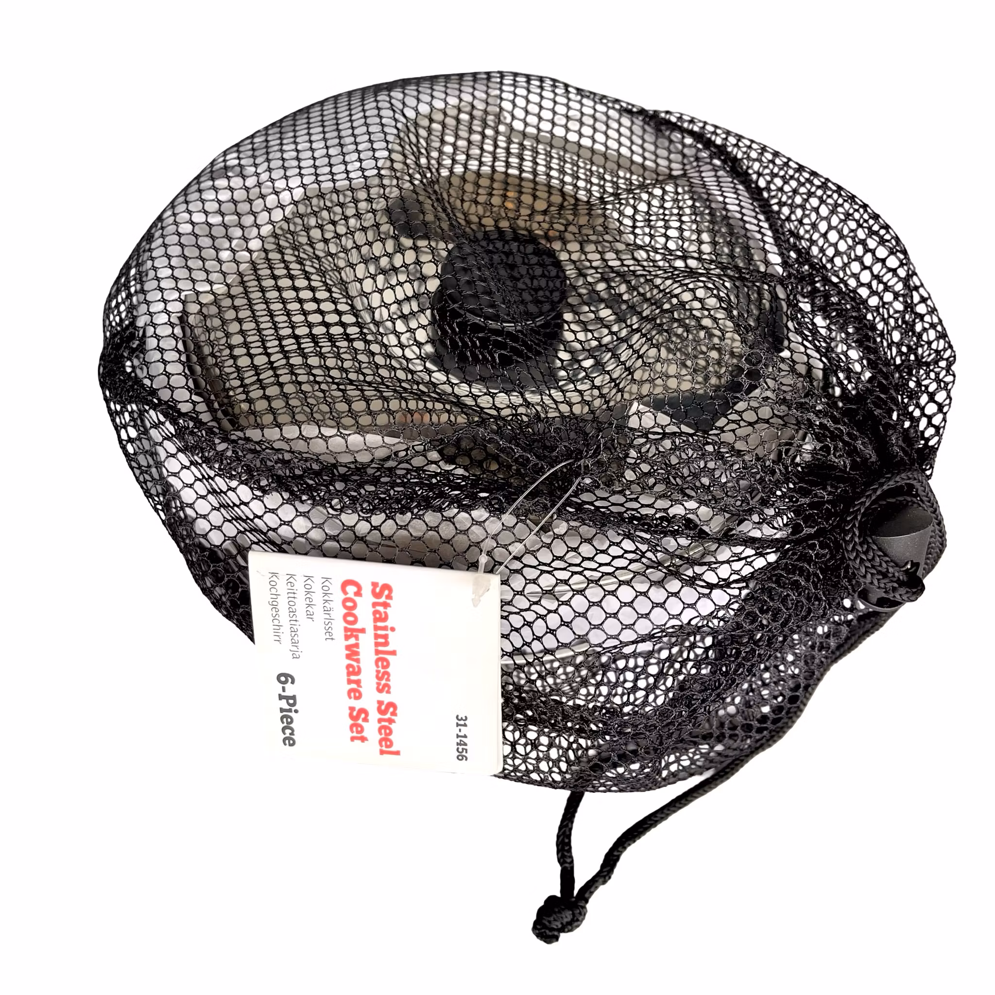 Camping Cookware Set i rostfritt stål - 6 delar - kompakt camping kokkärlsset