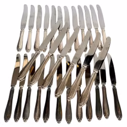 Coltelli da tavola, alpacca, modello Vasa - 30 pezzi, posate vintage