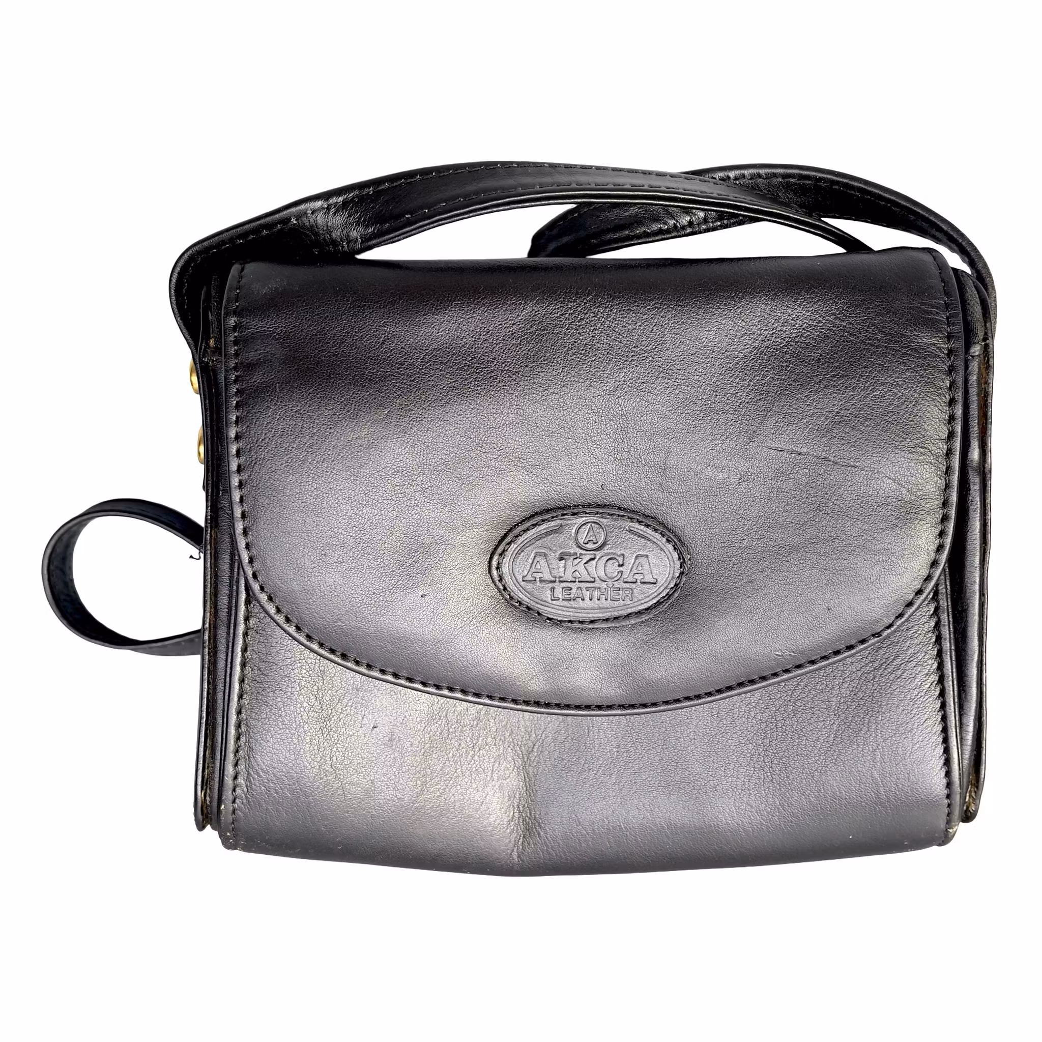 AKCA Leather axelväska i äkta läder - klassisk vintage handväska / crossbody