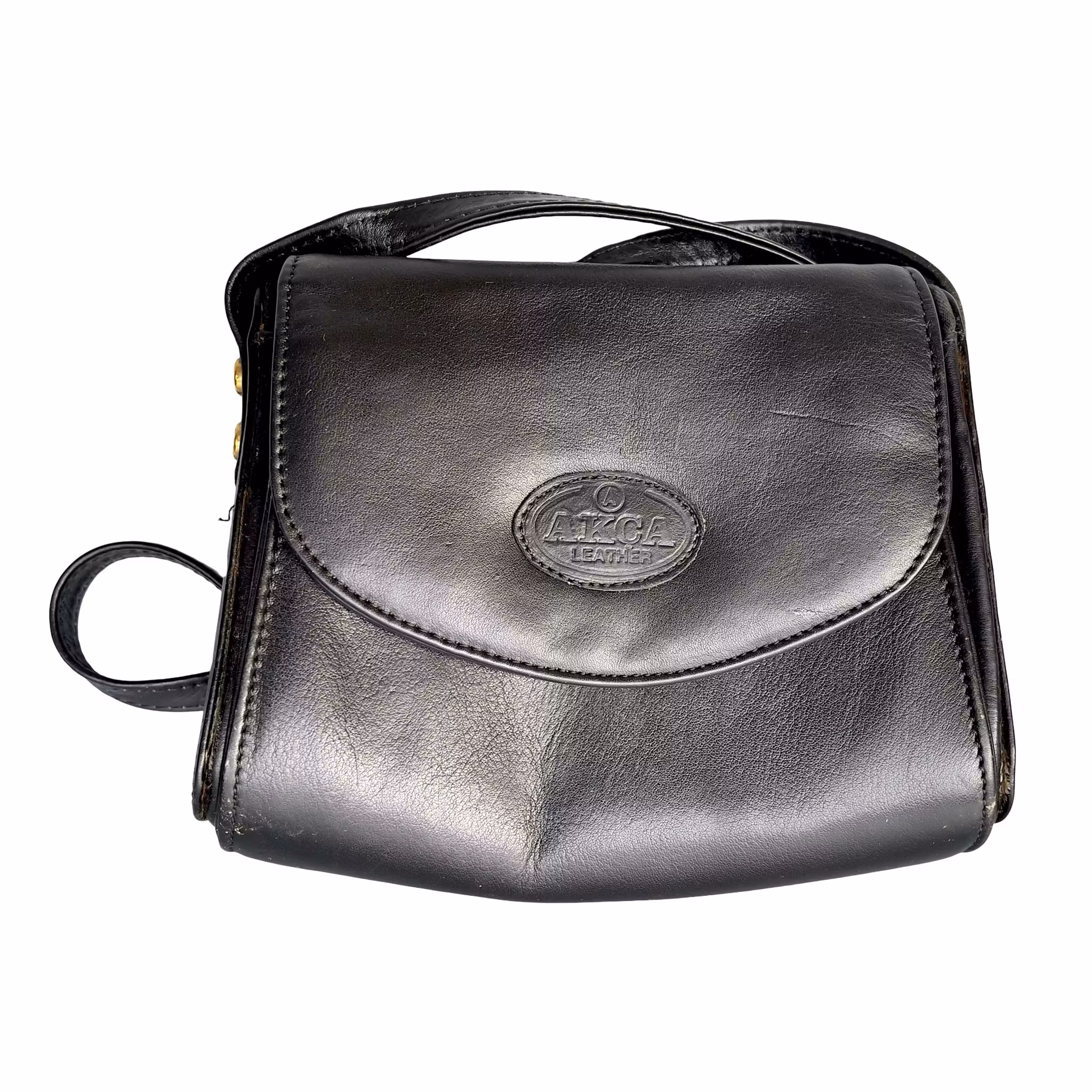 AKCA Leather axelväska i äkta läder - klassisk vintage handväska / crossbody