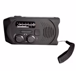Emergency radio with hand crank, solar panel and flashlight - AM/FM - SOS - Camping & Crisis Radio