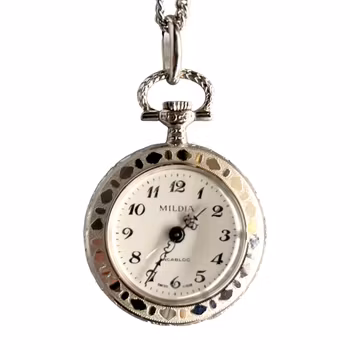 Zegarek kieszonkowy/na szyję Mildia vintage - Swiss Made - Incabloc - łańcuszek Andreas Daub