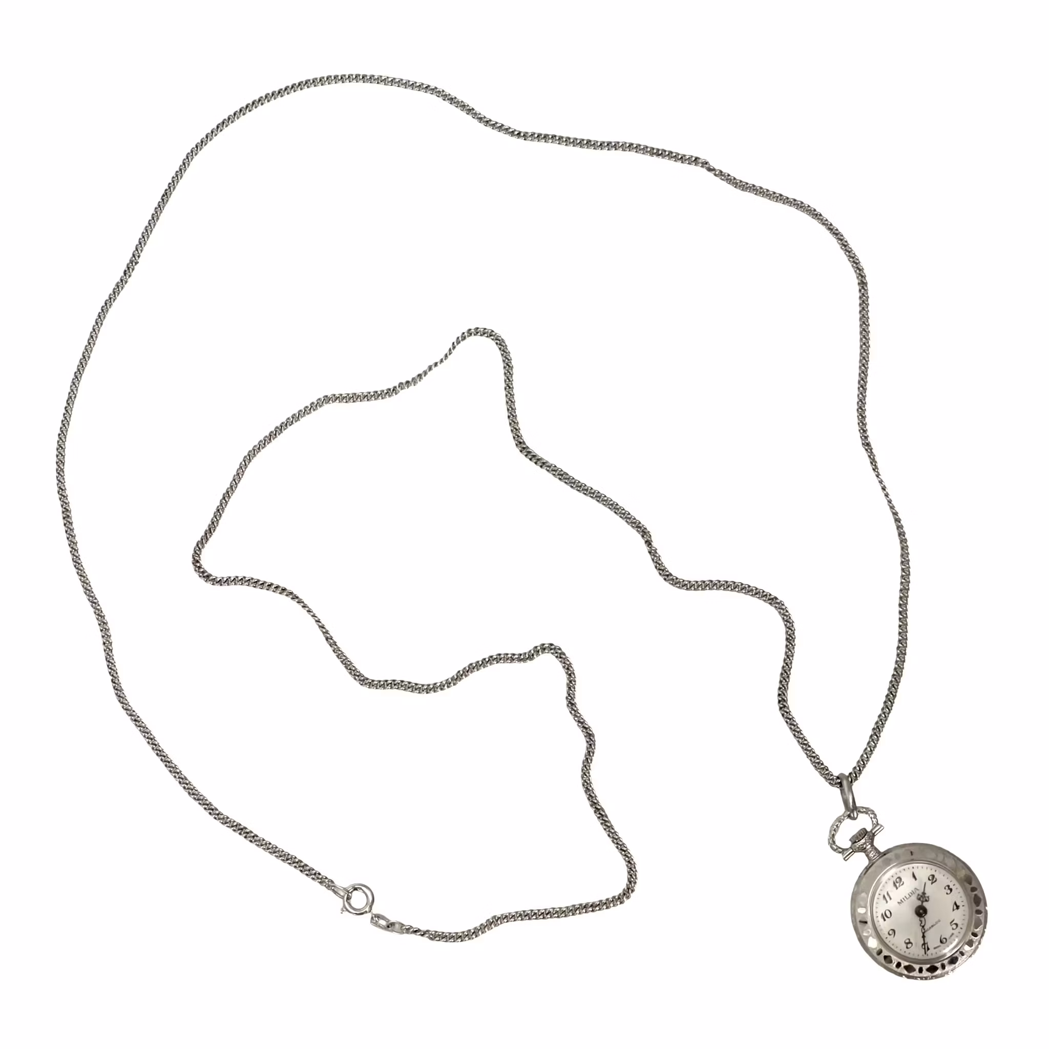 Vintage Mildia halsklocka / fickur - Swiss Made - Incabloc - kedja Andreas Daub