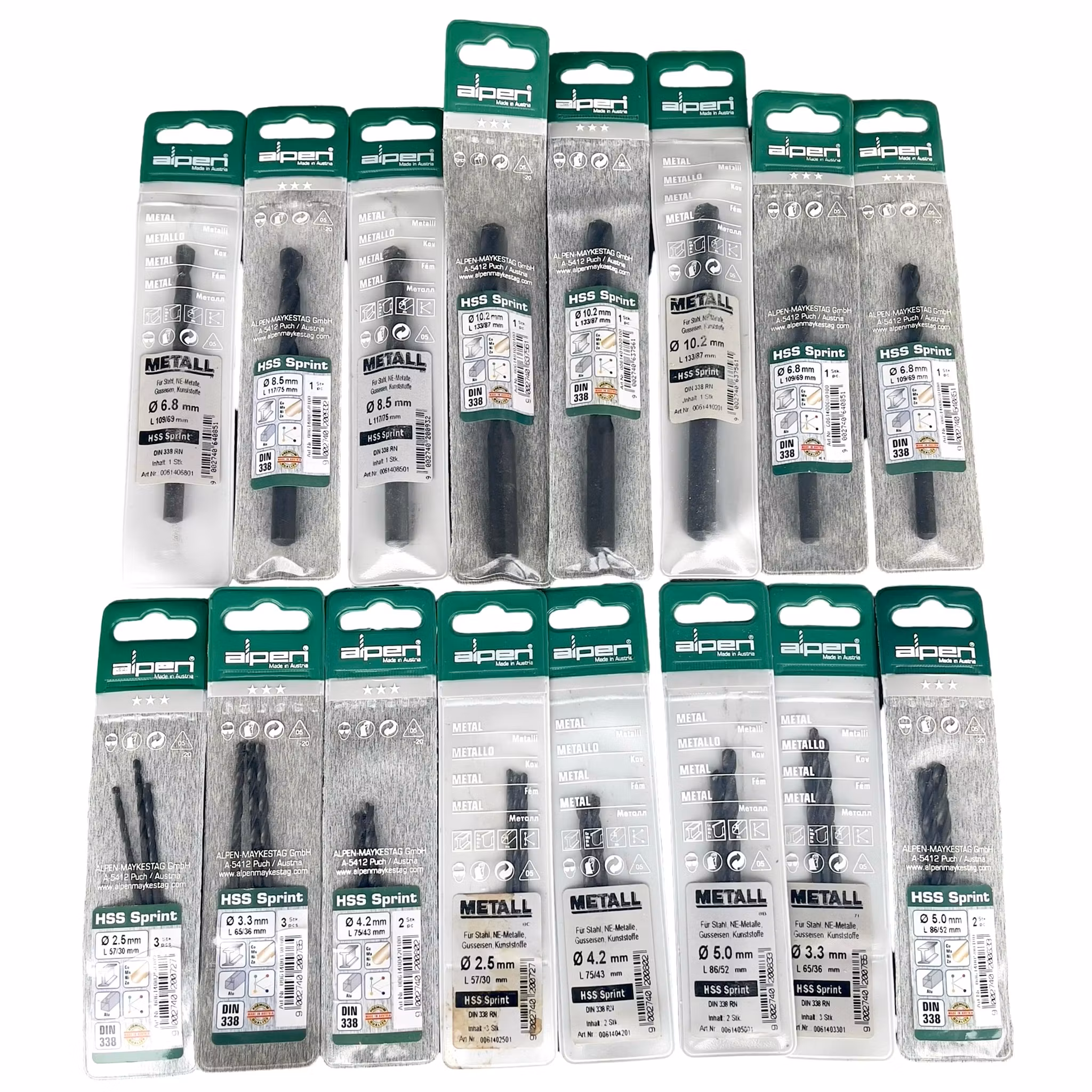 Stort parti Alpen HSS borr, Gängtappar och Gängsnitt  - Nya i förpackning - Austria