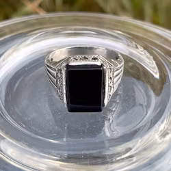 Art Deco-ring i sterlingsølv 925 med sort onyx