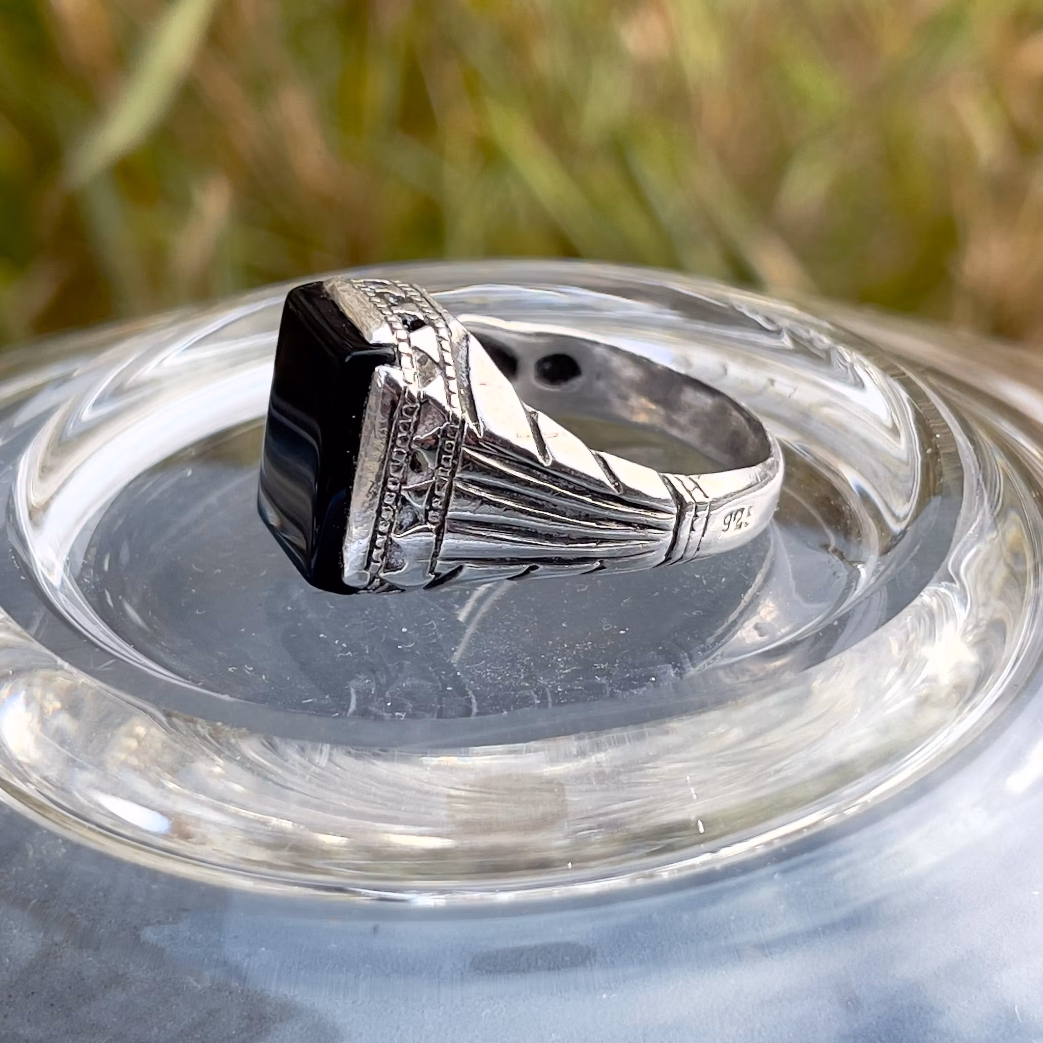 Art Deco ring i sterlingsilver 925 med svart onyx