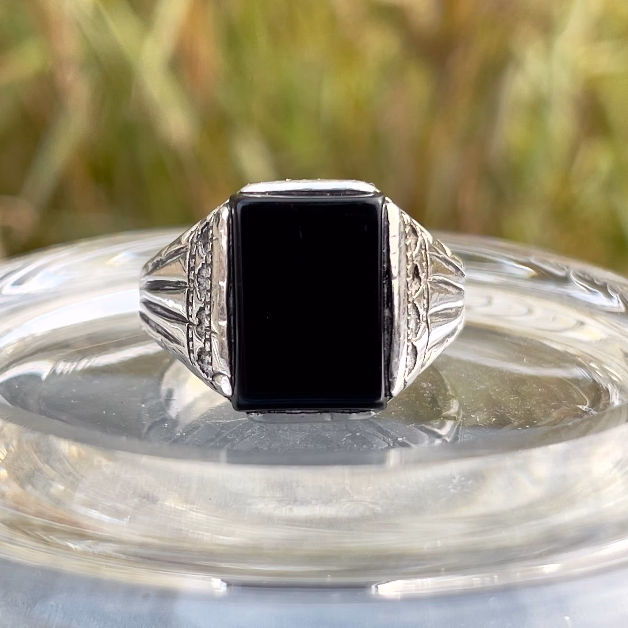 Art Deco ring i sterlingsilver 925 med svart onyx
