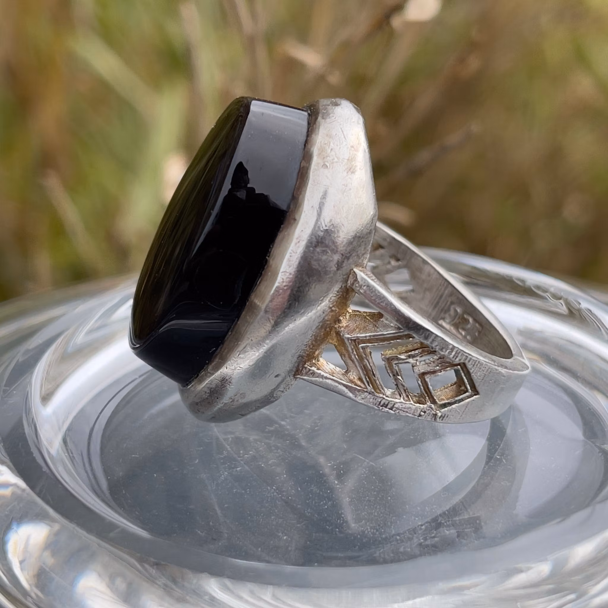 Exklusiv vintage ring ca 45 ct Aqeeq Yemeni Shefat Al Abd - Blodröd effekt - H.M 925 Silver