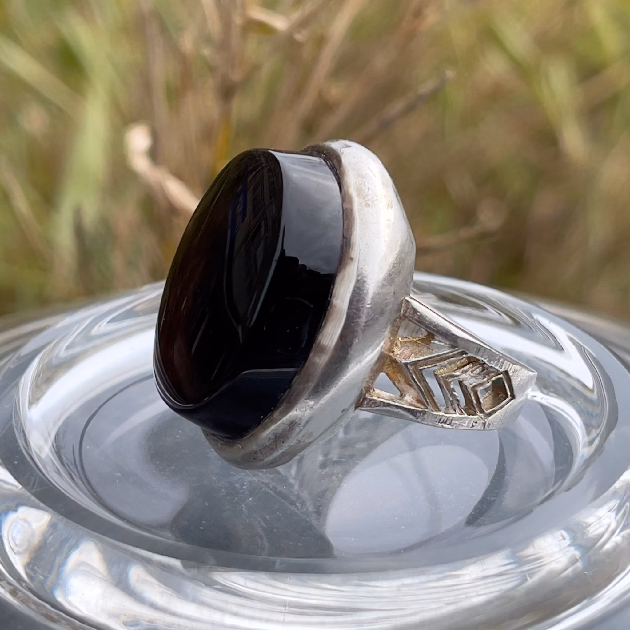 Exklusiv vintage ring ca 45 ct Aqeeq Yemeni Shefat Al Abd - Blodröd effekt - H.M 925 Silver