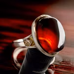 Exklusiv vintage ring ca 45 ct Aqeeq Yemeni Shefat Al Abd - Blodröd effekt - H.M 925 Silver