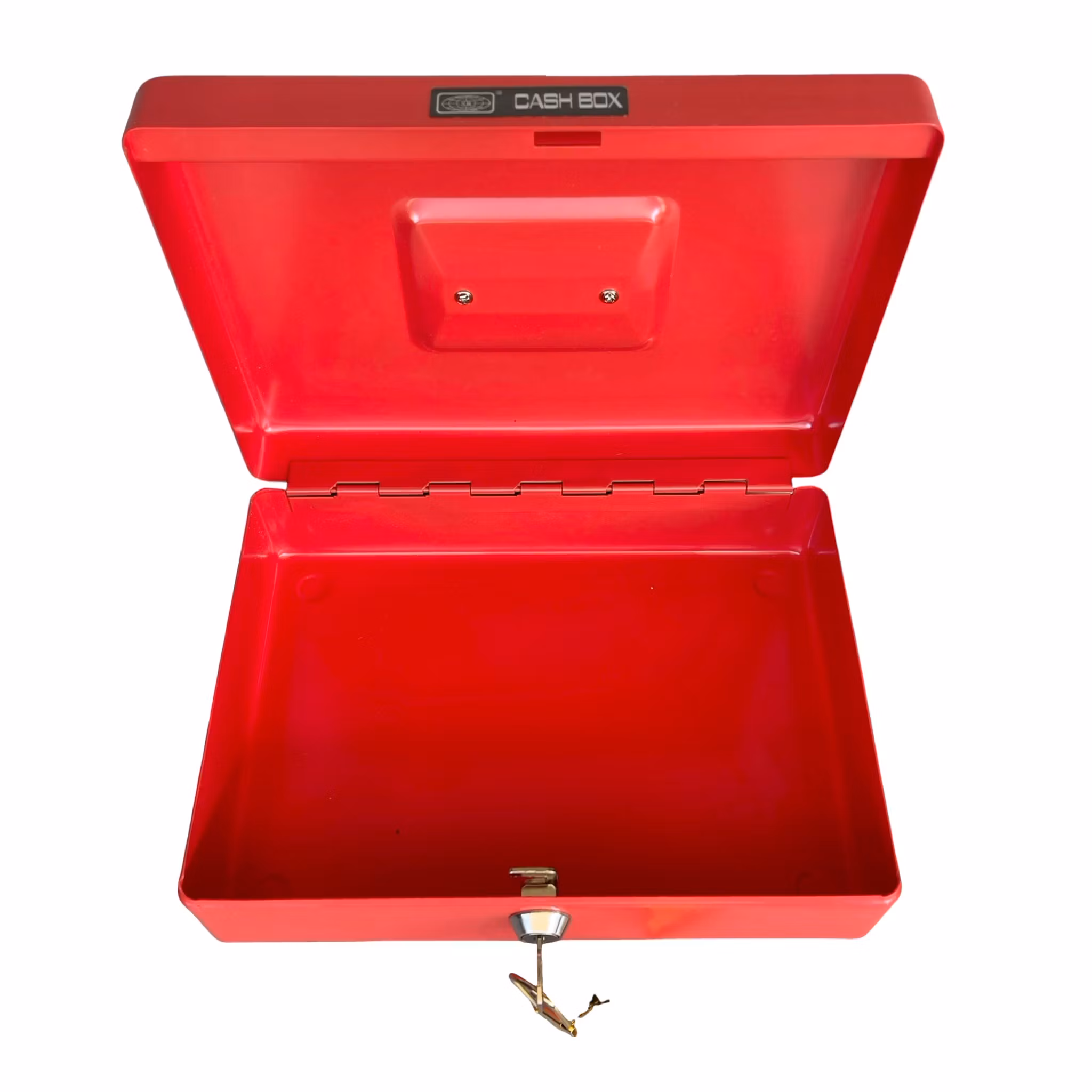 Kassabox i metall - SR Cash Box, Röd med lås och myntfack (Portabel säker förvaring)