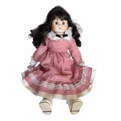 Porzellanpuppe – Vintage-Stil mit rosa Kleid – Höhe 40 cm