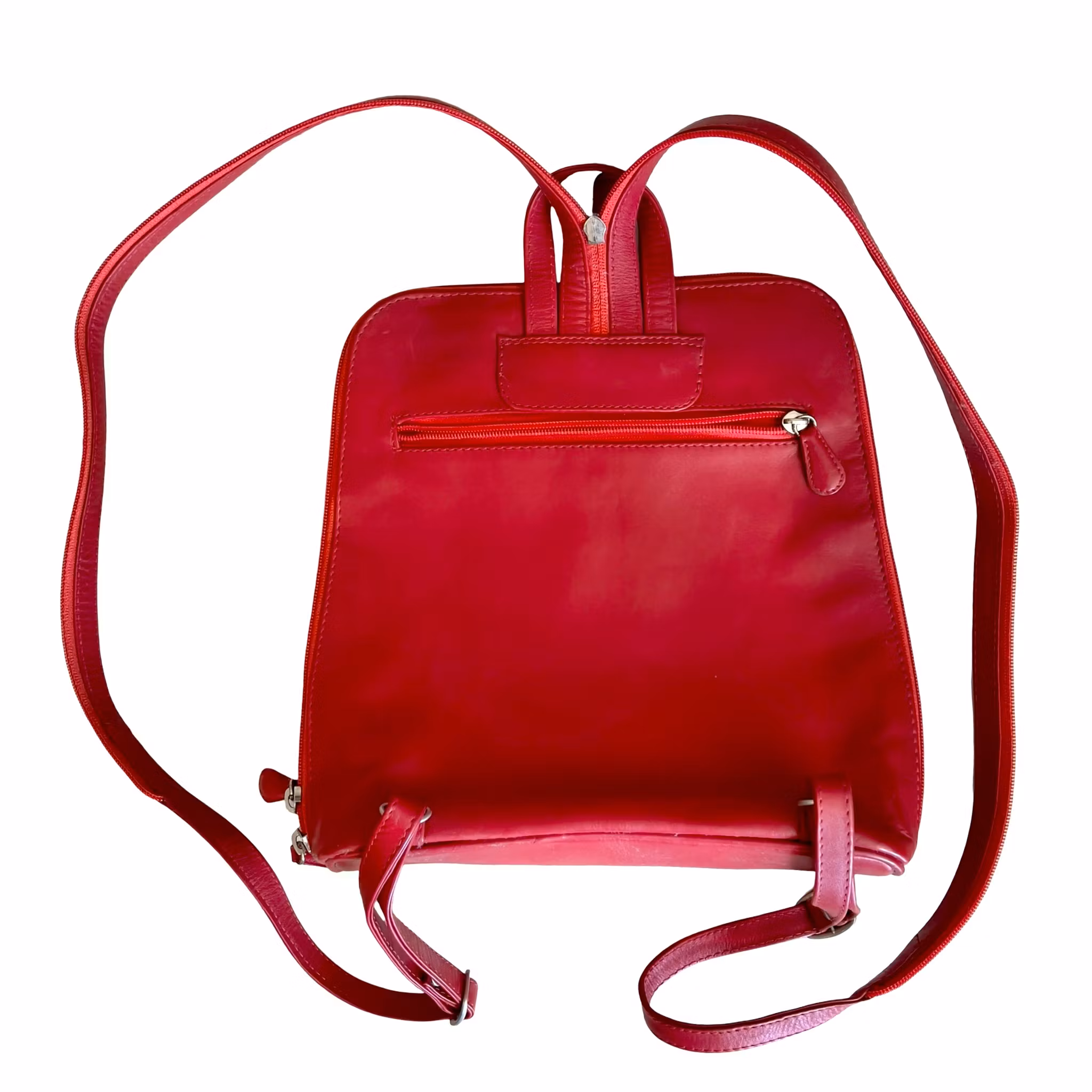 Bozzini röd ryggsäck / Handväska - Elegant & praktisk (2 i 1)