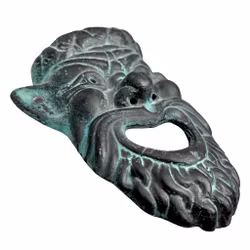 Maska ścienna - Starszy odlew metalowy z piękną naturalną patyną