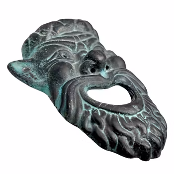 Wandmaske – Älteres Gussmetall mit schöner natürlicher Patina