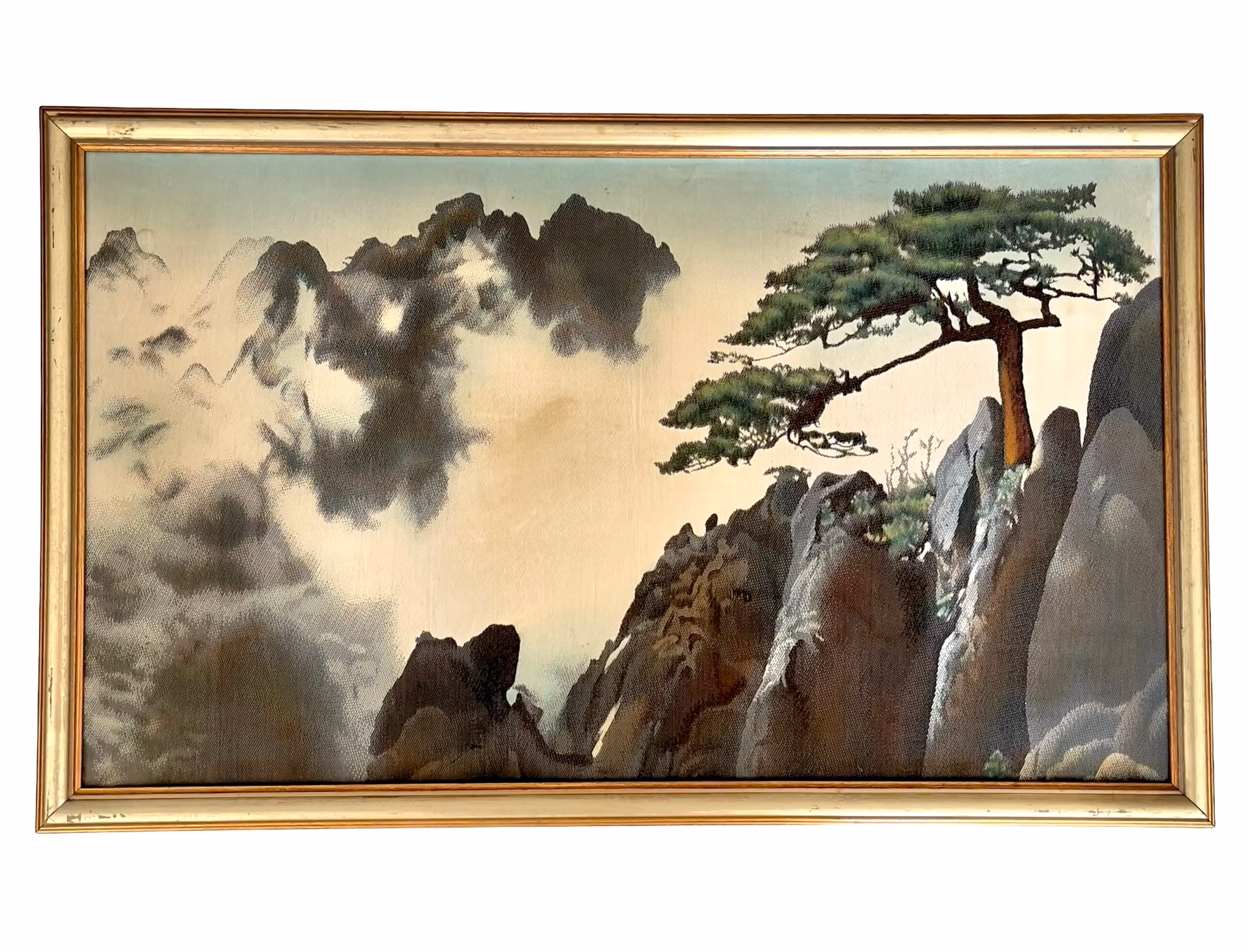 Paysage oriental avec pins et montagnes - Reproduction d'estampe - Style asiatique