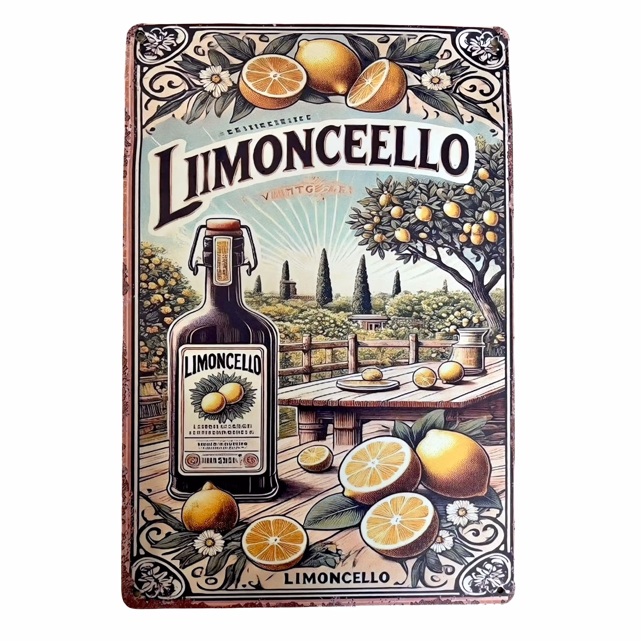 Vintage väggdekor 3x Metall skyltar Italien - Amalfi, Sicilia & Limoncello