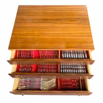 Bestickset - Nysilver / Rostfritt - 120 delar - Teakschatull - U.K