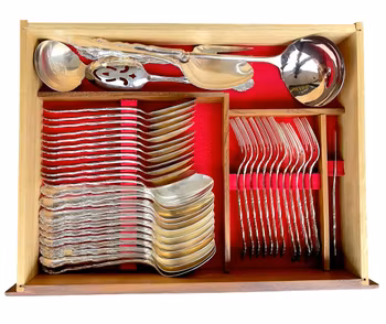 Bestickset - Nysilver / Rostfritt - 120 delar - Teakschatull - U.K