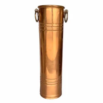 Vintage handgjord kopparvas / kärl med ringhandtag