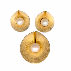 Christian Dior eksklusivt smykkesett i 925 sterlingsølv med perler - Anheng og øredobber