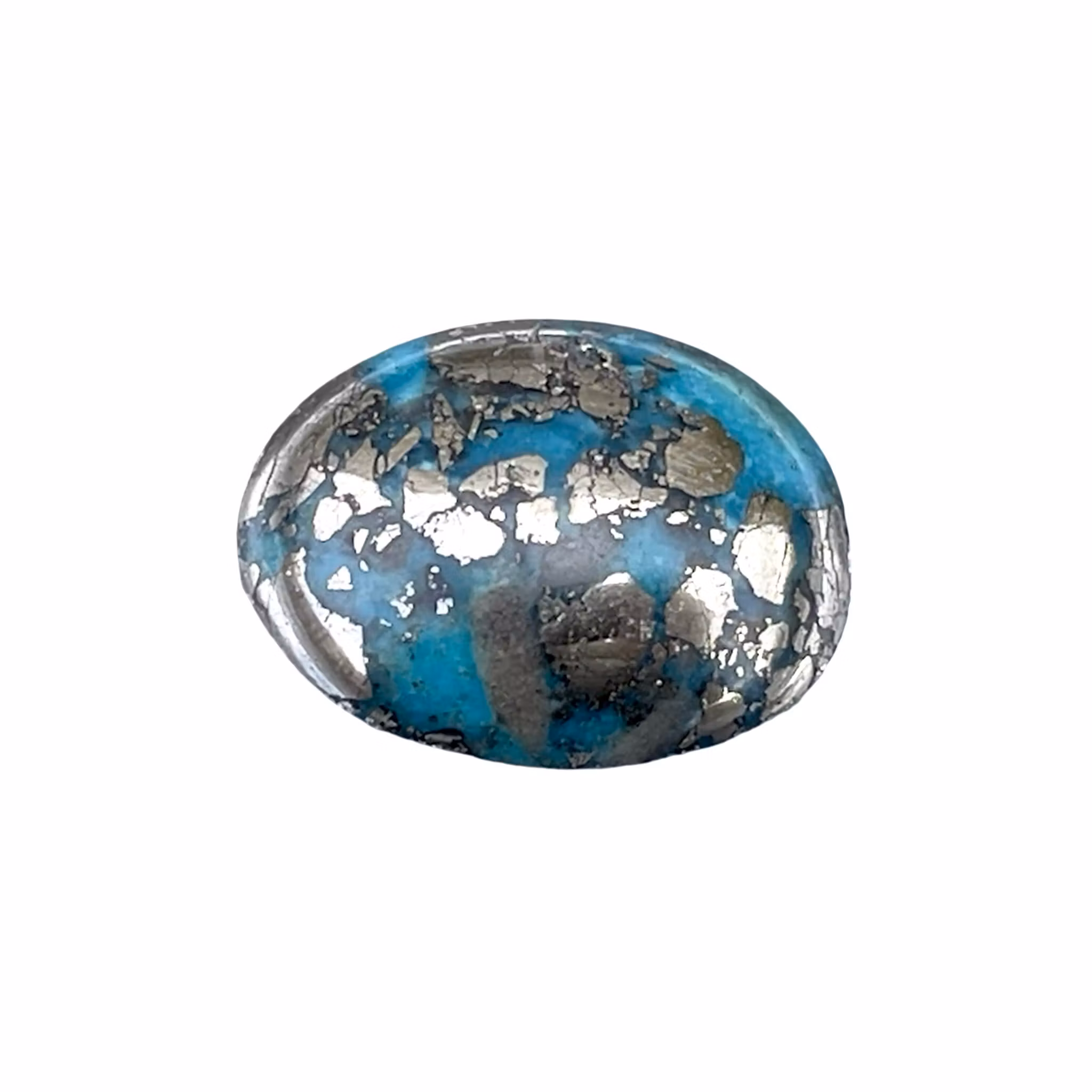 Nishapuri turkoois 23,40 ct - Natuurlijke cabochon met pyriet / matrix