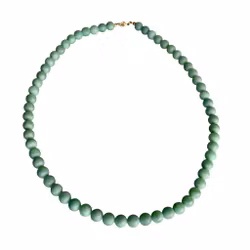 Exklusiv vintage Collier i äkta jade - 10 mm pärlor, 60 cm