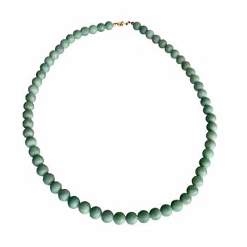 Exklusiv vintage Collier i äkta jade - 10 mm pärlor, 60 cm