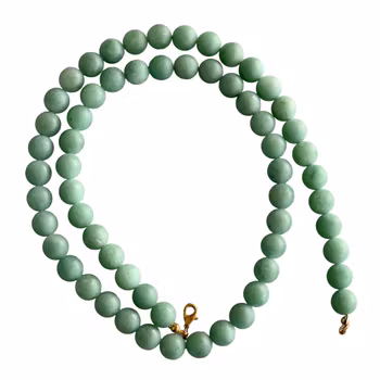 Exklusiv vintage Collier i äkta jade - 10 mm pärlor, 60 cm