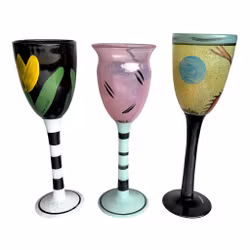 Vidrio artístico Kosta Boda - Ulrica Hydman Vallien, 3 vasos firmados