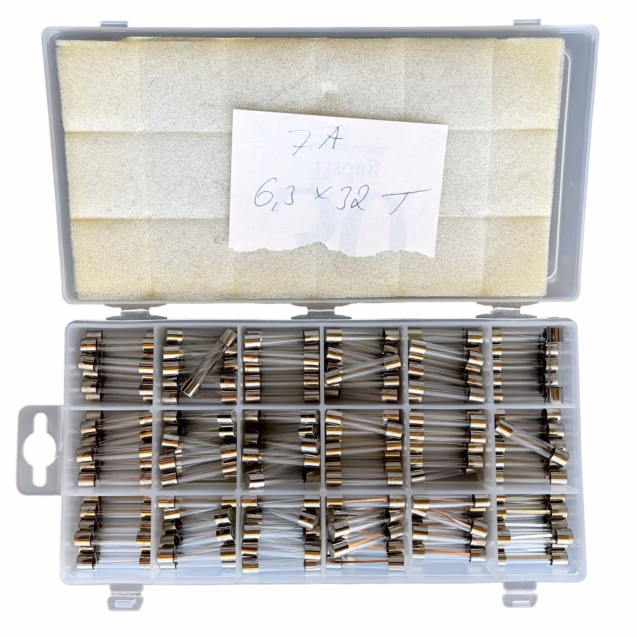 Stort parti glasrörs säkringar i sortiments askar - 4 askar