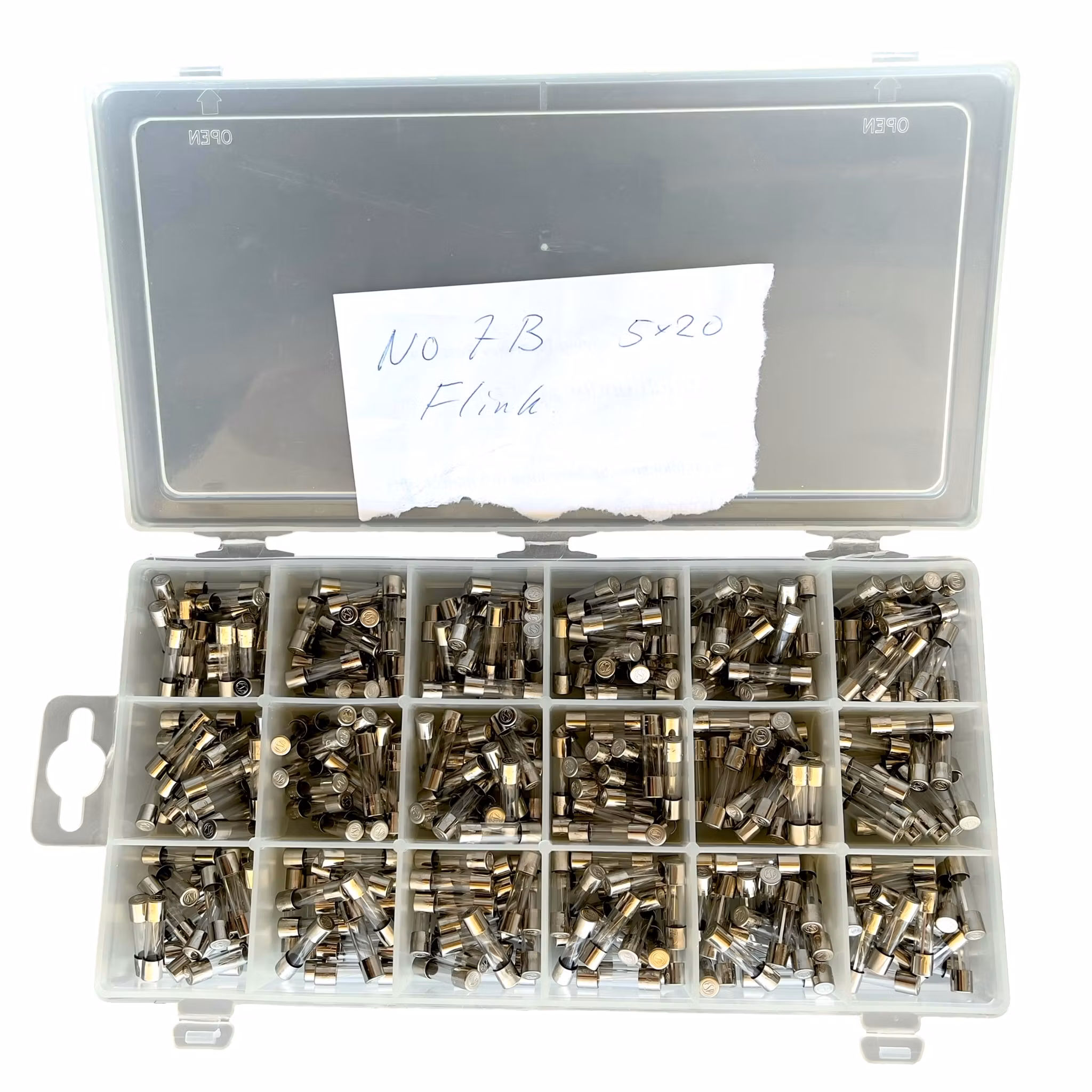 Stort parti glasrörs säkringar i sortiments askar - 4 askar