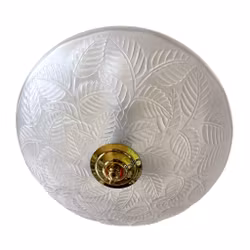 Ceiling lamp / Plafond in frosted glass with leaf pattern - Brass detail - Sweden